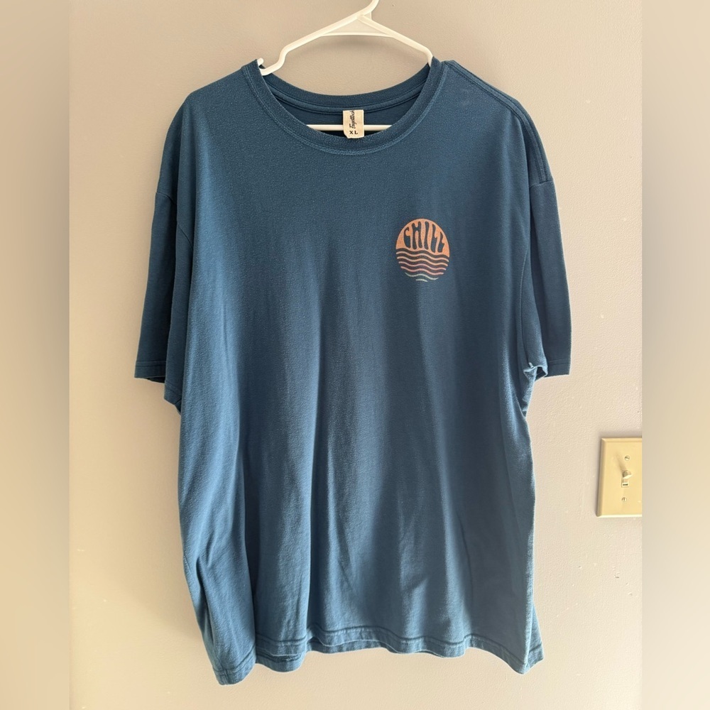 Fayettechill Mens Blue Eventide Short Sleeve Crew Neck Shirt SZ XL Casual Summer